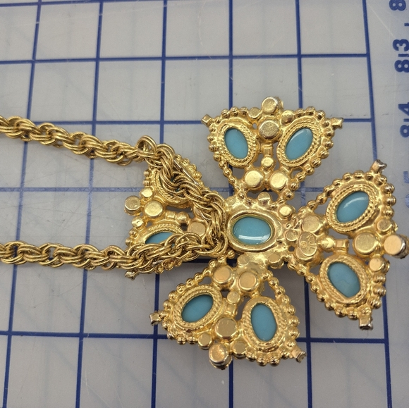 Vintage  KJL   RARE Turquoise Gold Belt/pendent - Picture 9 of 12